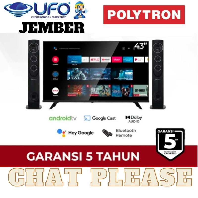 Promo tv 43 Polytron 43TA5055 tv Smart Tower Android tv 43 Inch