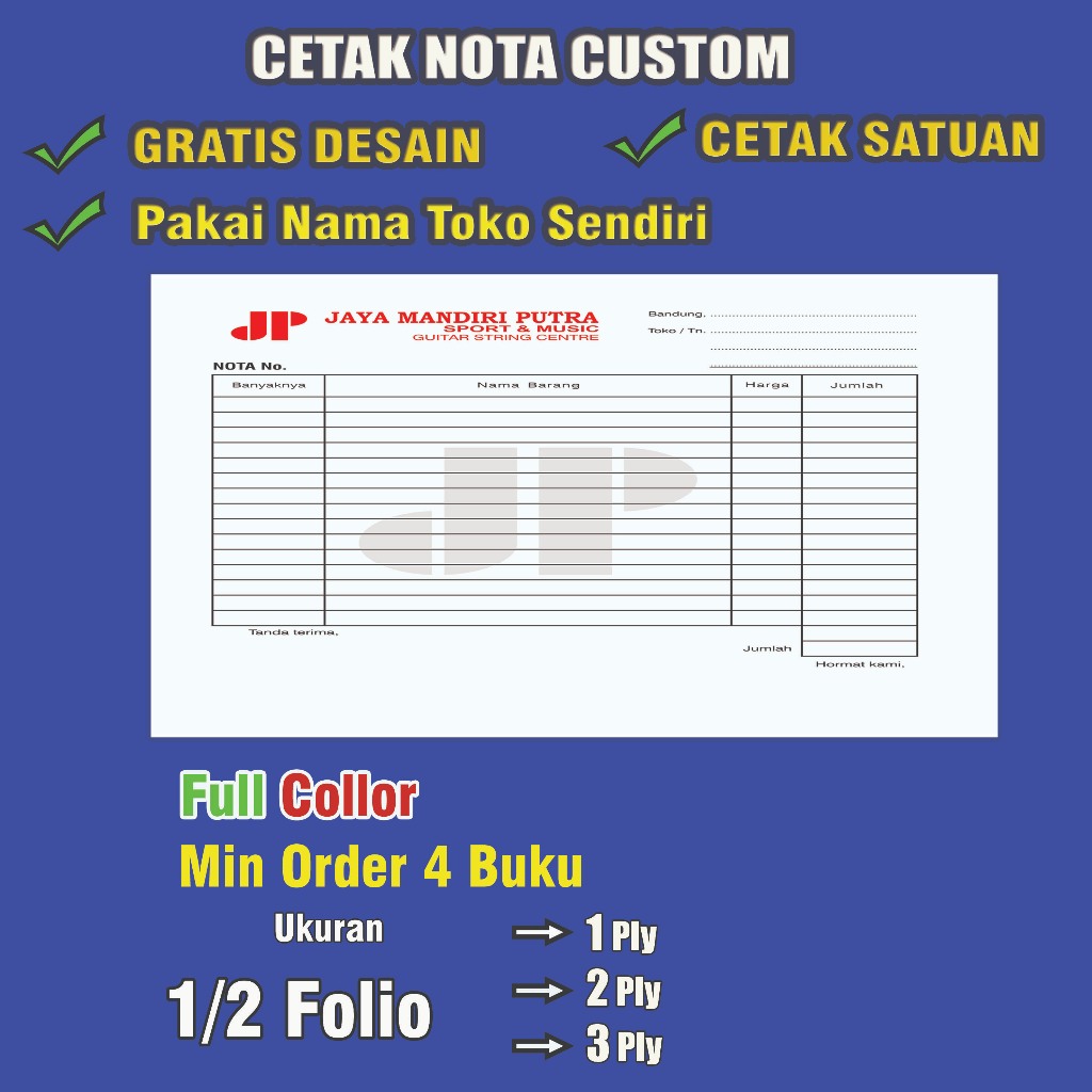 

nota custom 1/2 ply free desain - nota laundry - nota electronik - nota ol shop - nota bangunan