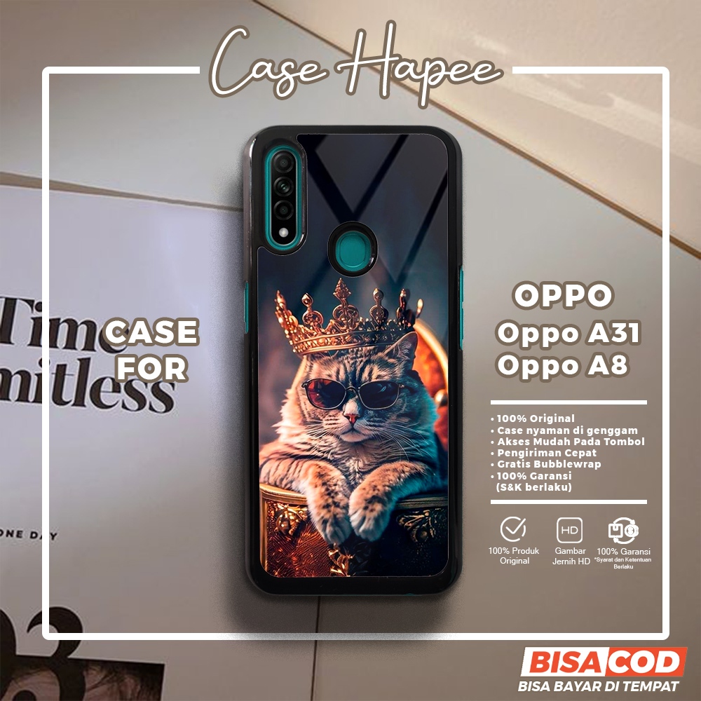 Case Oppo A31 A8 Casing Oppo A31 A8 [MEOW] Casehapee Case Glossy Case Aesthetic Custom Case Premium 
