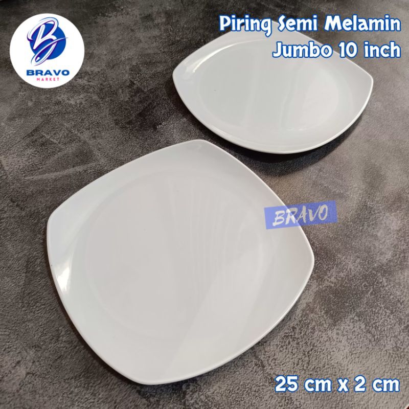 Piring Semi Melamin Jumbo 10 Inch Segi Ceper Nasi Prasmanan Hotel Semi Melamine Prasmanan