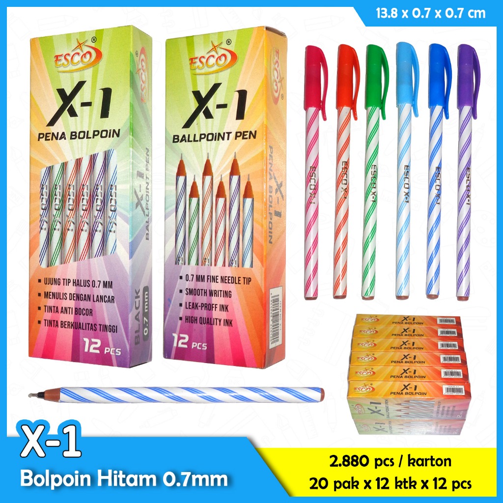 

DY ~ Pen Lilin Stark / KINGSMAN / ESCO ST9106 12 Pcs Pulpen Ulir Sekolah Kantor Tinta Hitam colorful PROMO !!!