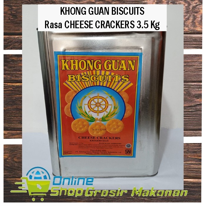 

Biskuit Kaleng / Khong Guan Biscuit Cheese Crackers Kaleng 3,5 Kg / Halal