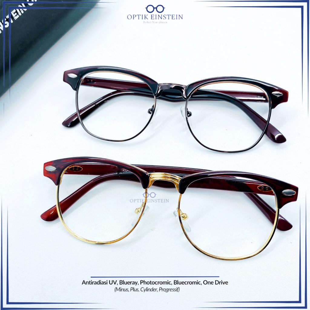 Einstein Optical -#125 Kacamata Minus Pria Dan Wanita Model bulat elegan vintage bisa req minus plus