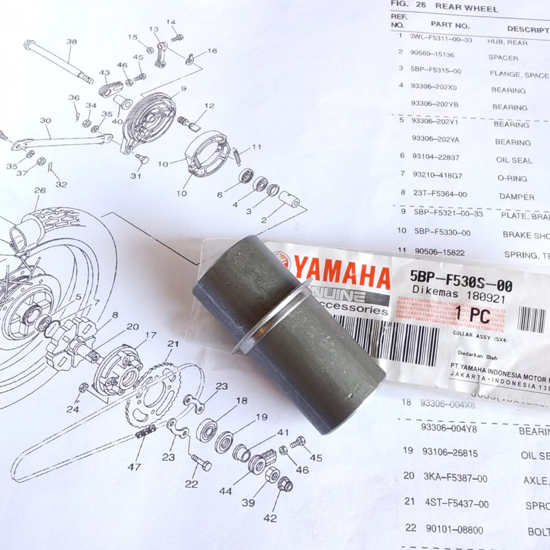 BOSH COLLAR TROMOL BELAKANG TENGAH DALAM RXKING RXZ YT SCORPIO ORIGINAL 5BP-F530S-00 90560-15136 5BP