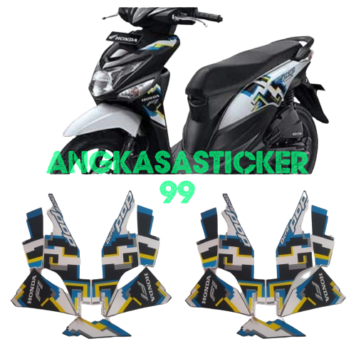sticker striping body motor beat pop 2016 putih hitam