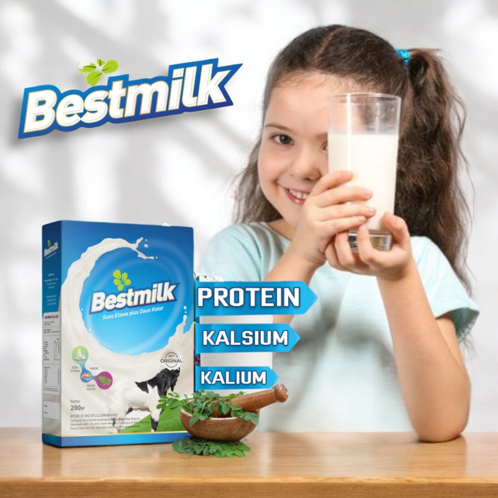 

BESTMILK SUSU KAMBING PLUS DAUN KELOR /SUSU KAMBING BUBUK 200GRAM rasa coklat dan original "Perpaduan Alami, Kesehatan Sempurna dengan Susu Kambing dan Kelor