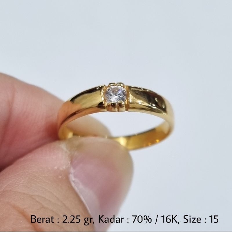 Cincin Emas Kawin Ukuran Ring Size 15 Kadar 16K 70% 700 - PJ / 2.25 gr