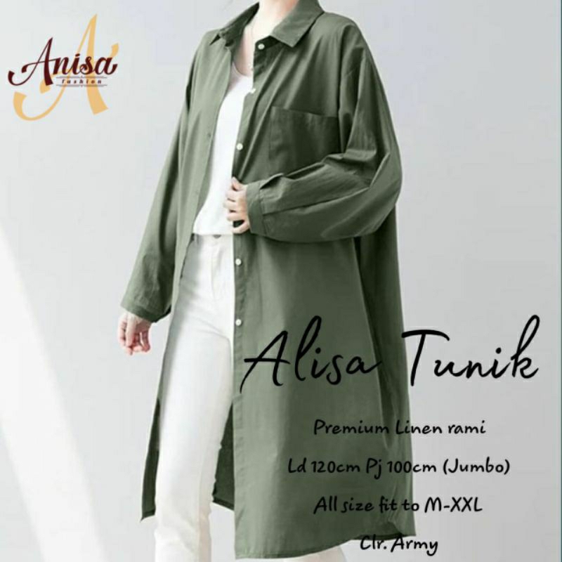 Hijau Army Ld 120 Tunik BIG SIZE warna Polos By Annisa