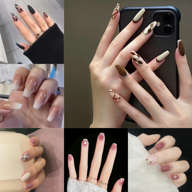 Kuku Palsu + Lem Kuku Palsu 1 Set Kuku Palsu + Lem Kuku Palsu Anak Nail Art Kuku Palsu