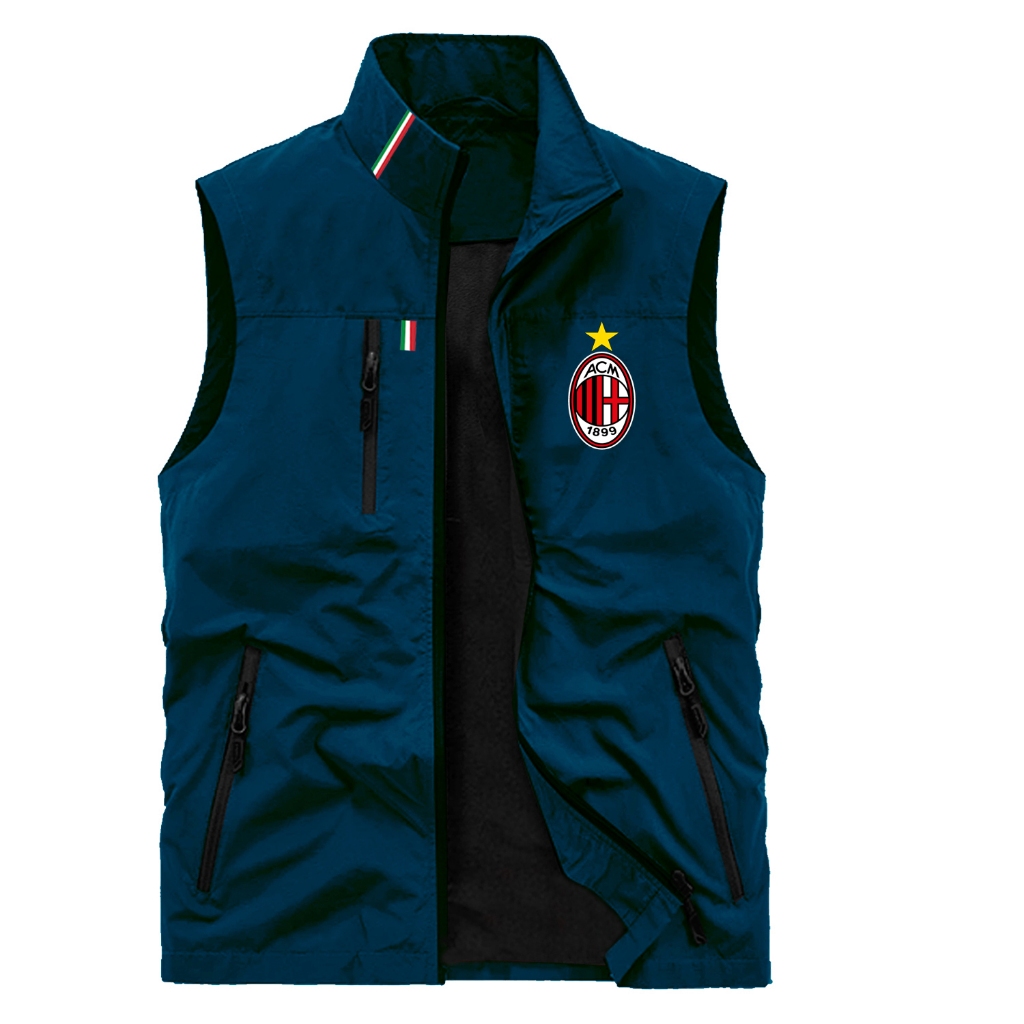 TERBARU...ROMPI OUTDOOR PRIA LOGO AC MILAN BAHAN TEBAL DAN BERKUALITAS BISA COD / ROMPI VEST PRIA DA