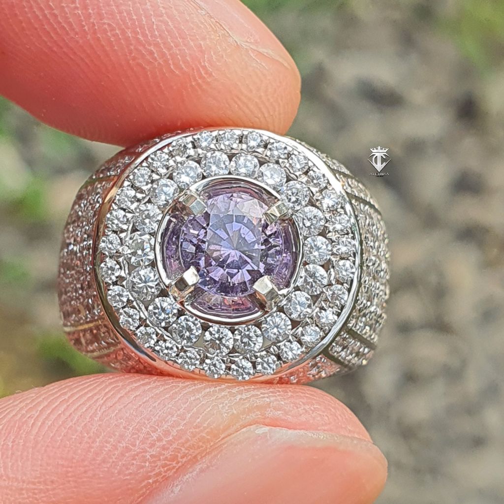 Batu Natural Baby Purple Spinel Burma 1.12 Ct NTE Diamond Cutt GRI Lab