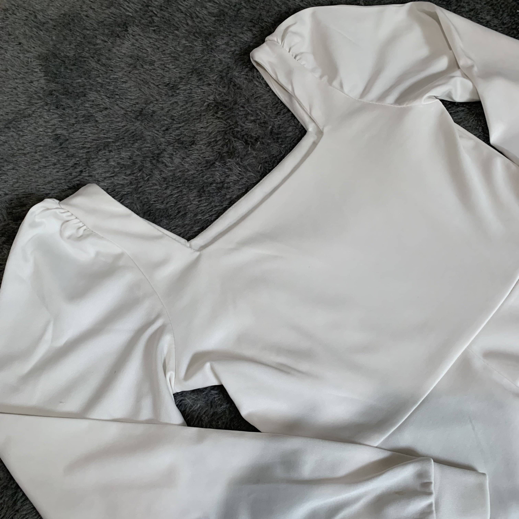 DRESS PUTIH MIDI SCUBA