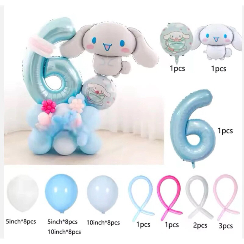 PAKET STAND KAWAII CINAMOROLL ANGKA BABY BLUE