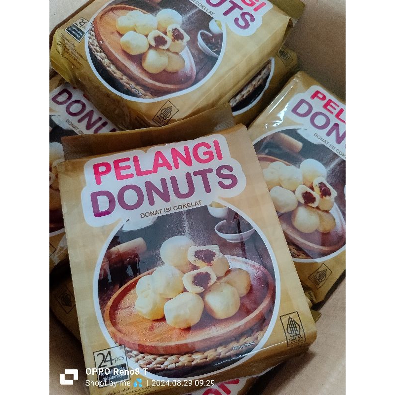 

Donat pelangi coklat lumer isi 24