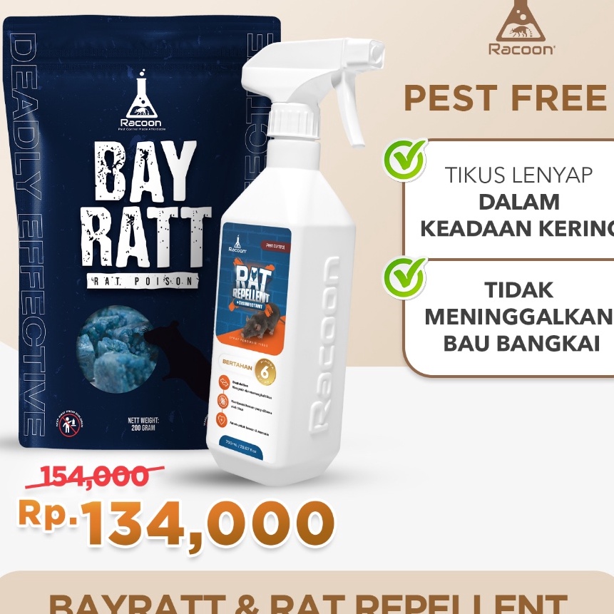 Terkini Racoon Combo Tikus BAYRATT dan Cairan Pengusir Tikus  Rat Repellent