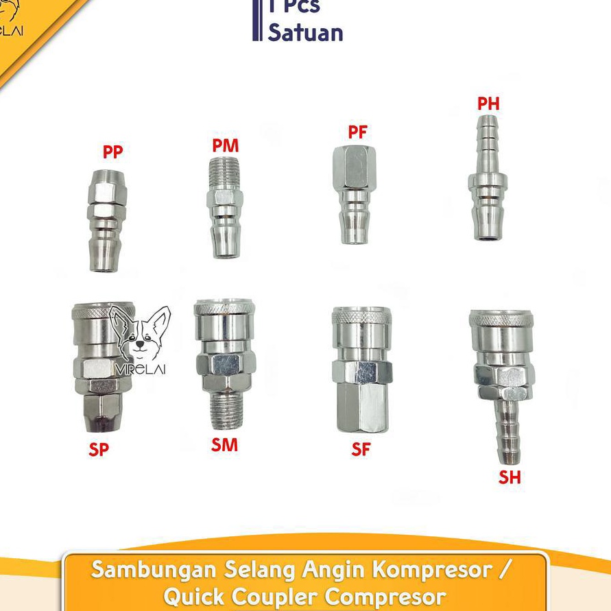 KP8 1 SET Sambungan Selang Angin Kompresor  Quick Coupler Compresor
