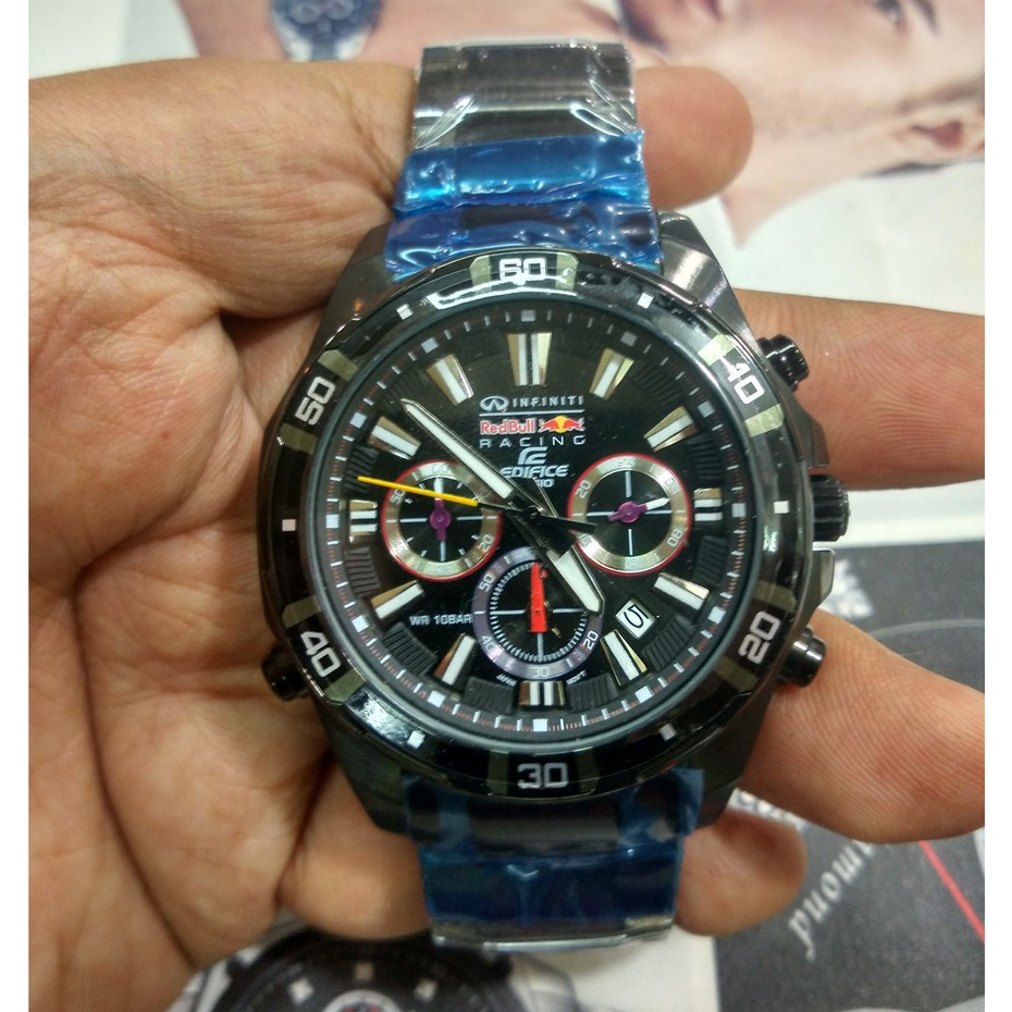 Jam Tangan Pria Casio EDIFICE EFR-534 Chronograph Infiniti RedBull Racing Black Steel