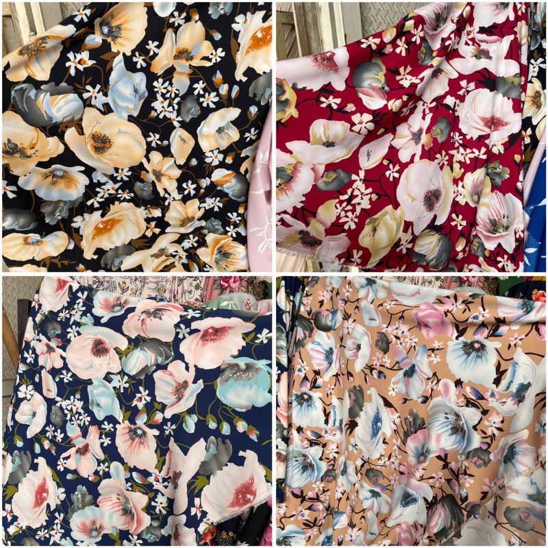 Kain wolfis Motif Bunga Kembang Meteran Lebar 150 cm Harga Tertera Untuk Per 50 cm