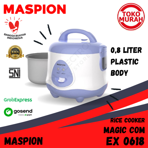 Magic Com/Rice Cooker MASPION EX 0618 0,8 Liter Plastic Body Panci Anti Lengket