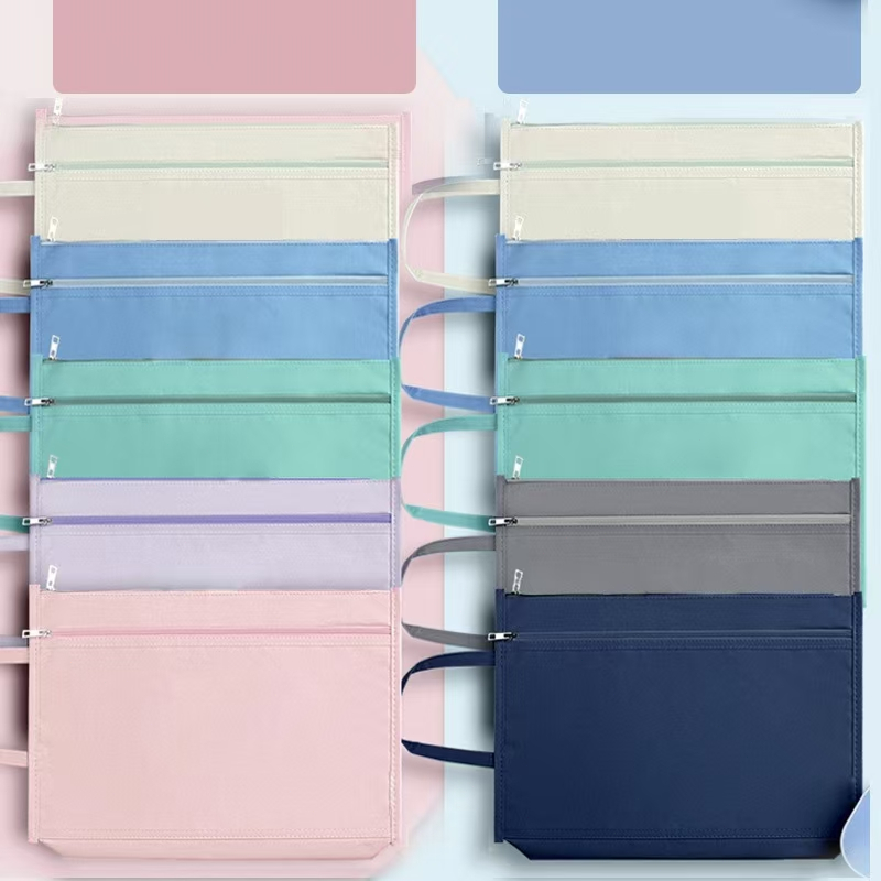 

Student Handheld File Bag Waterproof Exam Paper Storage Bag Double layer Zipper Bag Office Data Bag