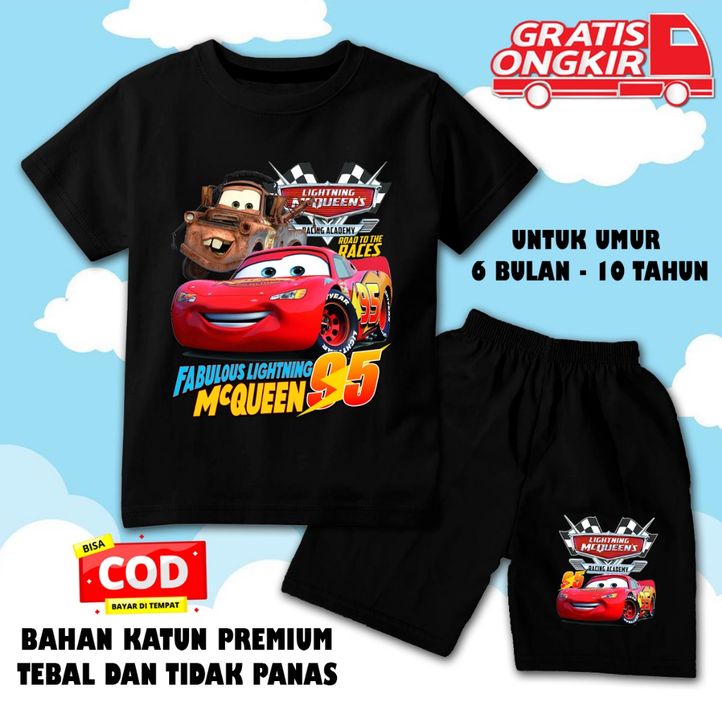 Setelan lengan pendek anak laki laki perempuan set baju kaos pendek anak cowok cewek mc queen dtf