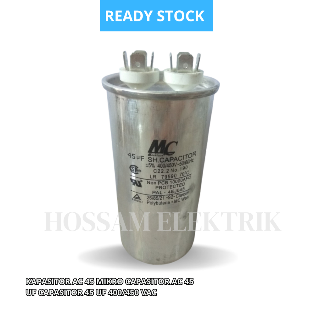 KAPASITOR AC 45 MIKRO CAPASITOR AC 45 UF CAPASITOR 45 UF 400/450 VAC