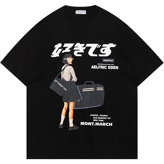 Aelfric Eden Mens Oversized Graphic Tee Summer Unisex Hipster Printed Casual Harajuku Top Tshirt