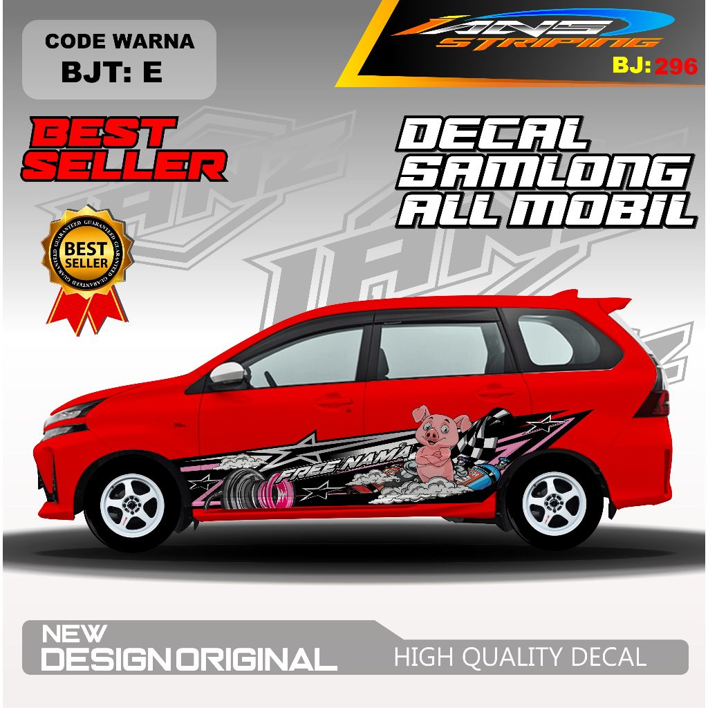 BJT 296 - DECAL STIKER MOBIL FREE REQUEST NAMA UNTUK MOBIL SWIFT KATANA SIGRA CALYA DLL / STIKER HOL