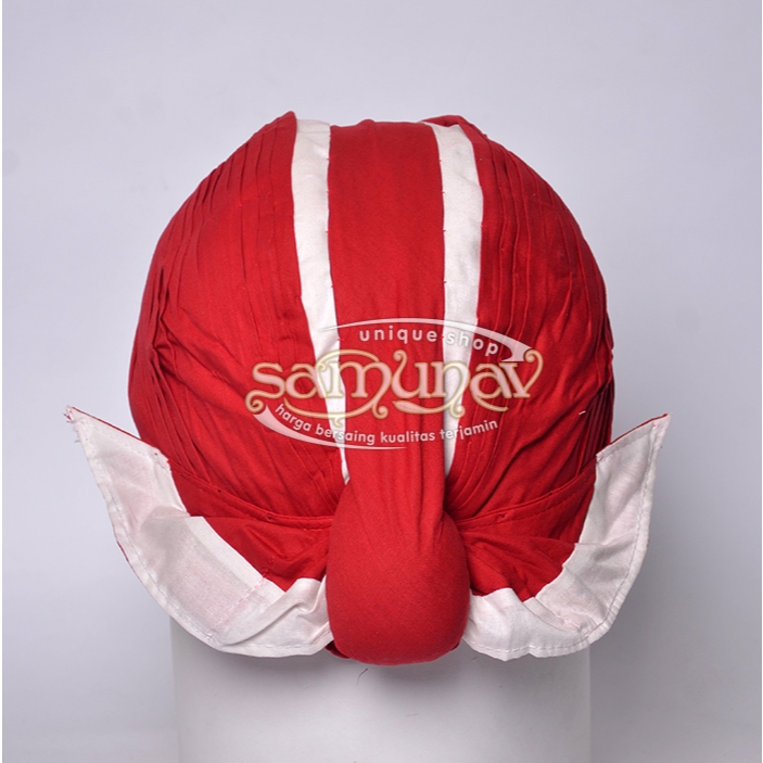 Blangkon Jogja Mataram Merah Lis Putih