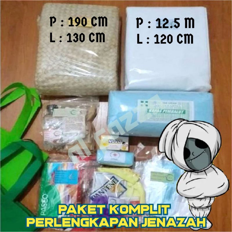 SET PAKET KOMPLIT PERLENGKAPAN KAIN KAFAN JENAZAH  UNTUK PRIA DAN WANITA