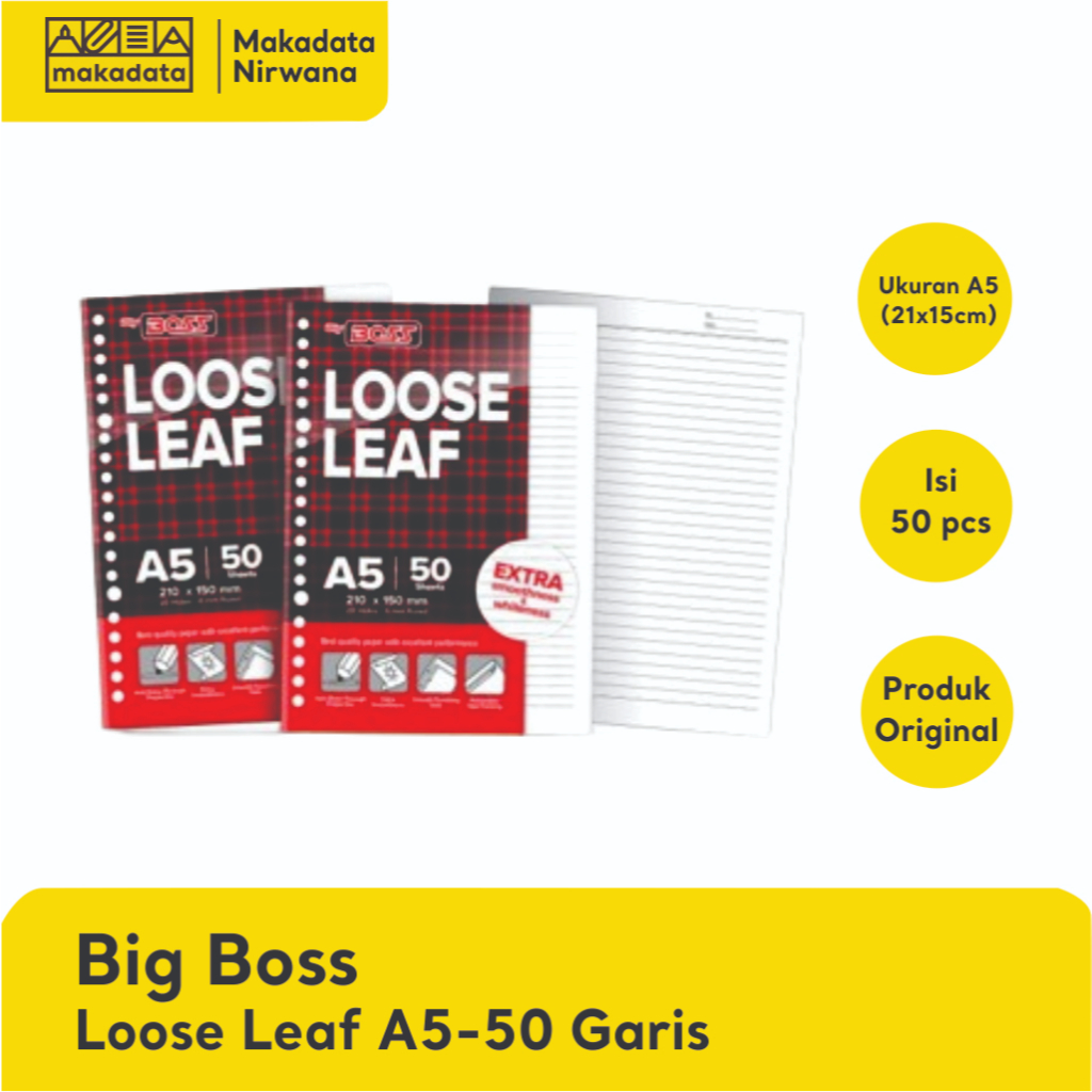 

BIG BOSS LOOSE LEAF/KERTAS BINDER A5-50 GARIS