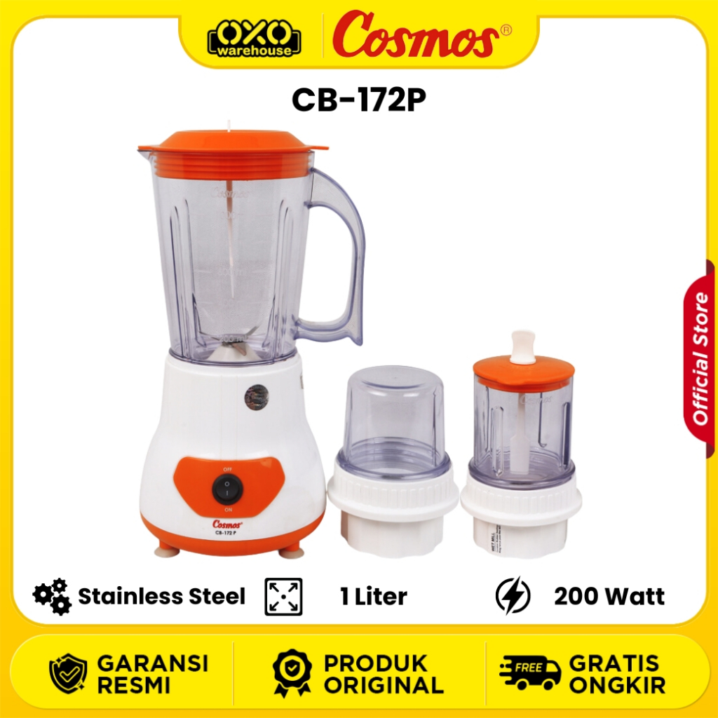 COSMOS Blender CB-172 P Kapasitas 1 Liter 3in1 Low Watt Garansi Resmi