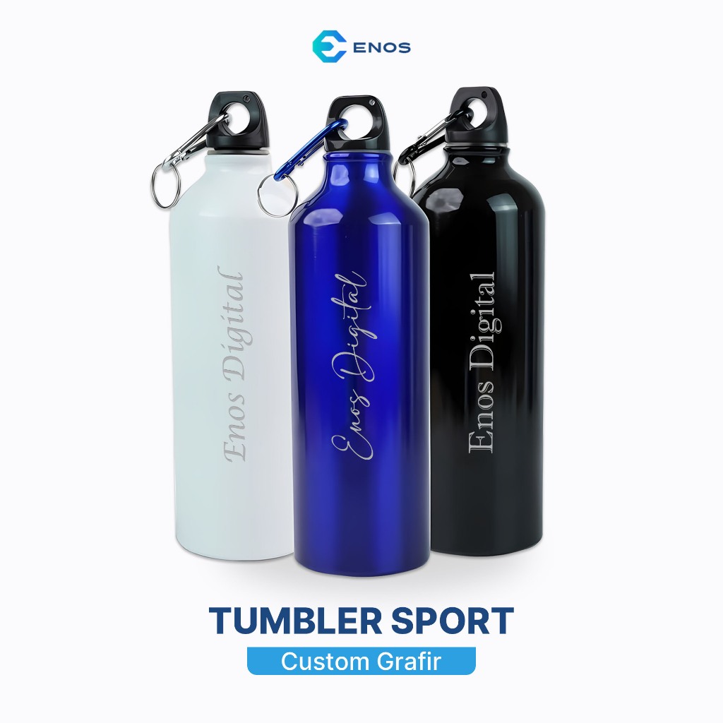 TUMBLER SPORT 750ML CUSTOM LOGO NAMA GRAFIR LASER / BOTOL MINUM STAINLESS STEEL