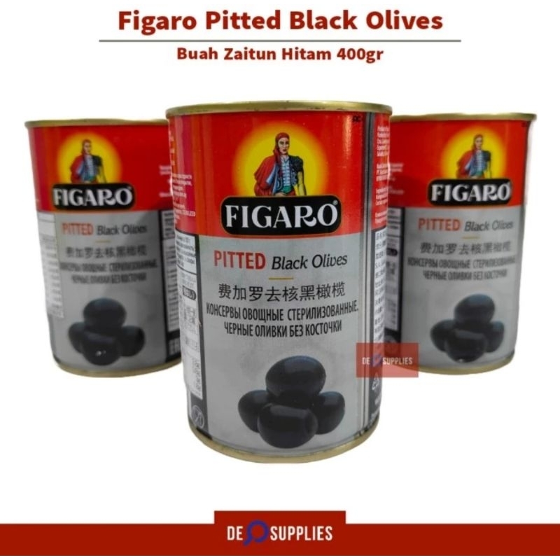 

Figaro Pitted Black Olives 400gr - Buah Zaitun Hitam Olive Salad Spain