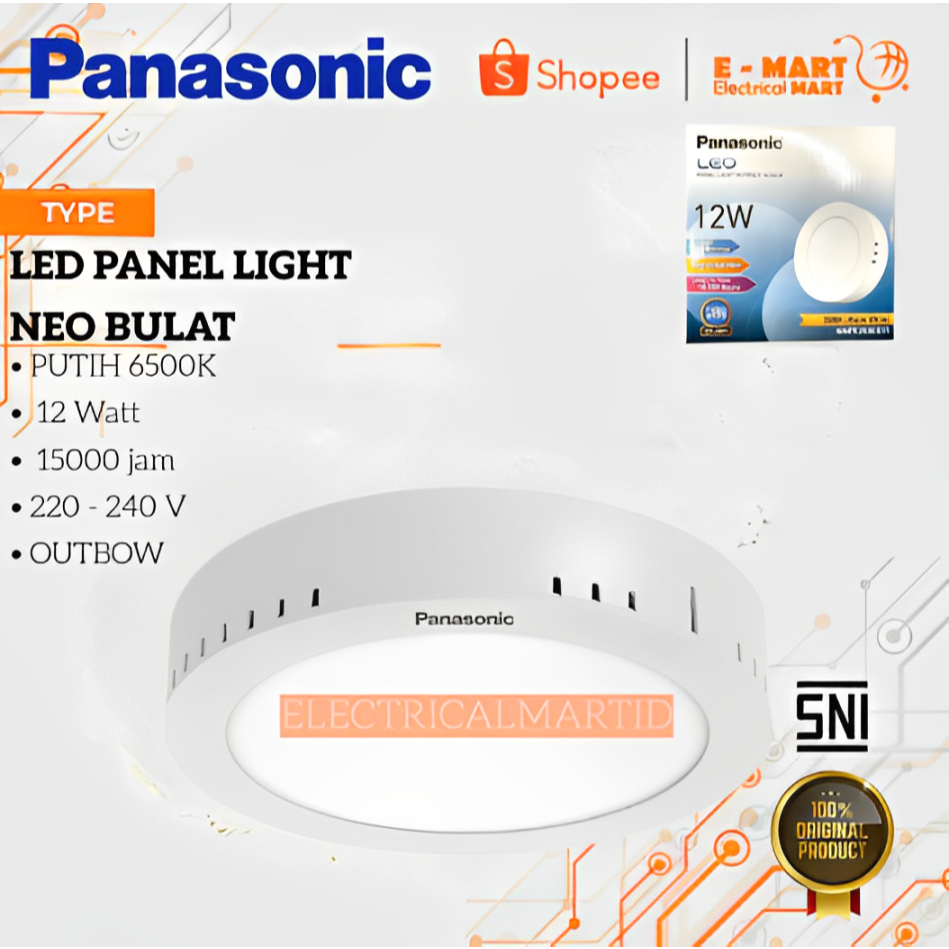PANASONIC Downlight LED OB 12W Panel Outbow 12Watt Bulat TEMPEL
