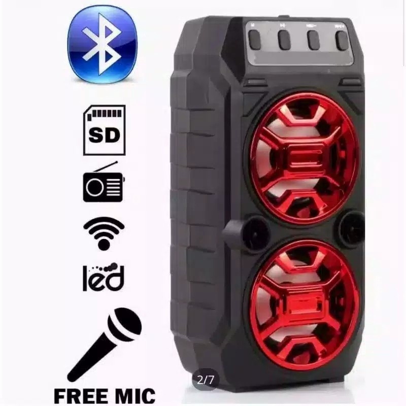Speaker Bluetooth USB TF Card Player Recharge Free Mic Fleco F 2088