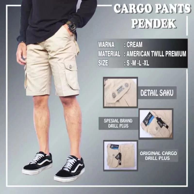 Celana Cargo Pendek pria Reguler ukuran S28-42 Celana pendek Cargo LDL pria Twill Cotton