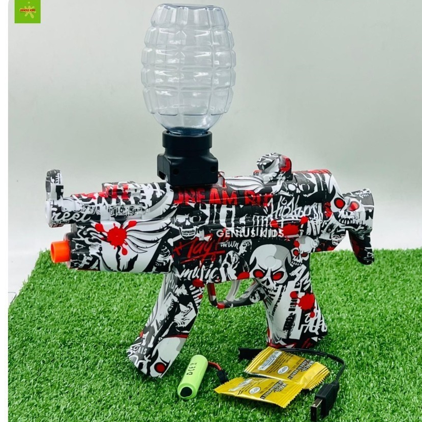 MAINAN MP5 SUBMACHINE GUN AUTO LOADED BATERAI CAS JELLY WATER GUN BOMB