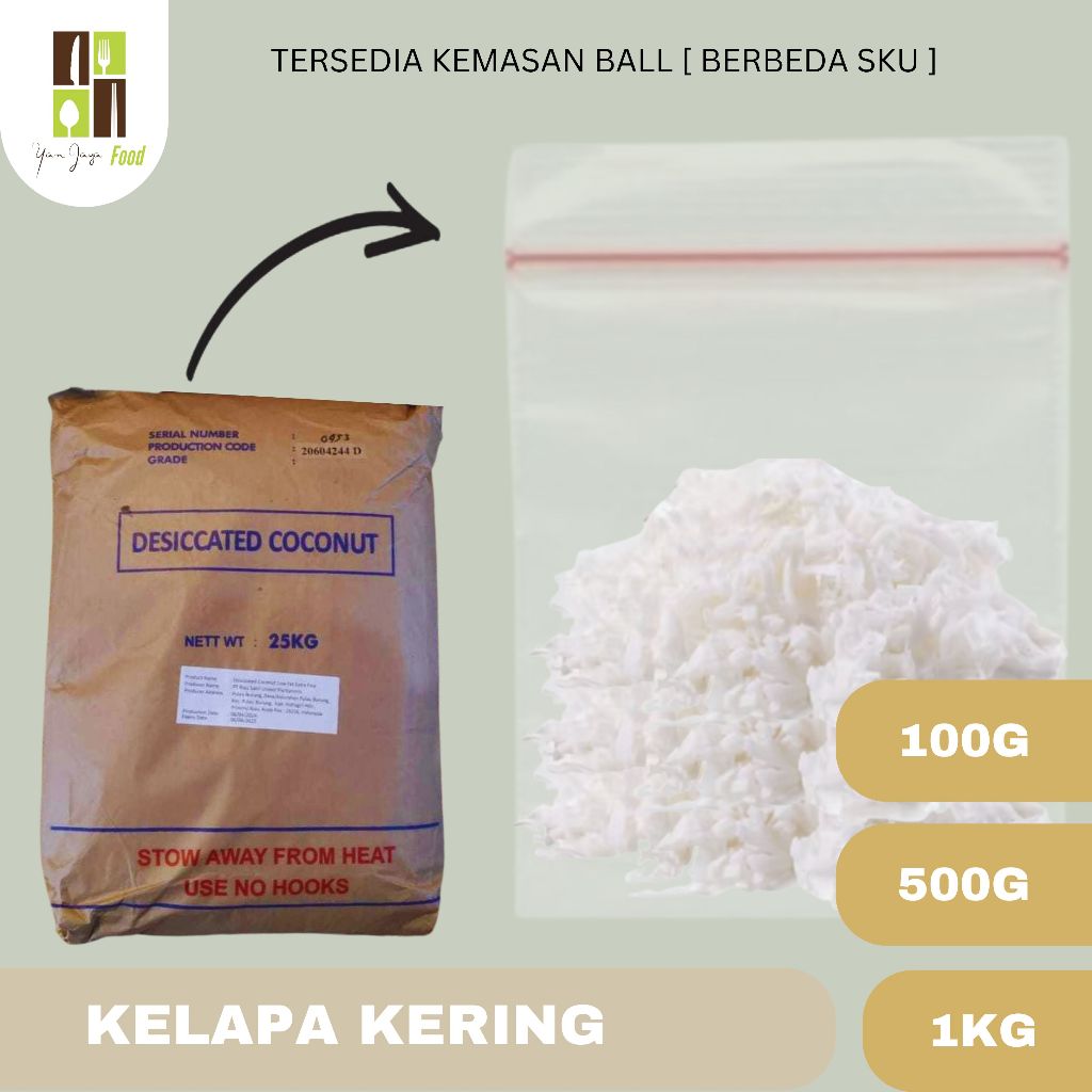 

Kelapa Kering / Desiccated Cococnut / Kelapa Parut / Halus / Taburan / Kemasan RE-PACK 1KG KARA