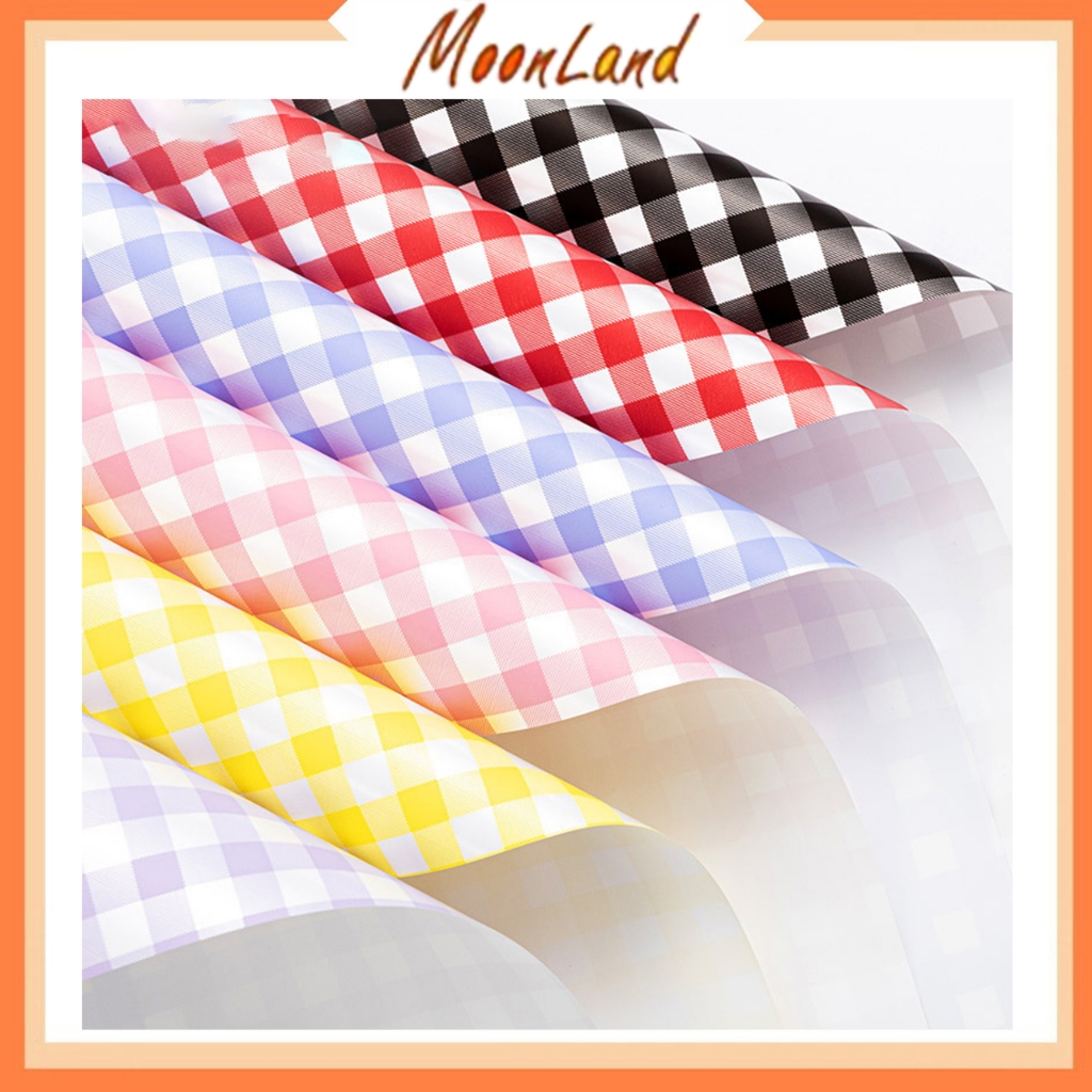 

20 Lembar Kertas Buket Cellophane Paper Bicolor Plaid Kotak Kotak Flower Wrapping KB6012