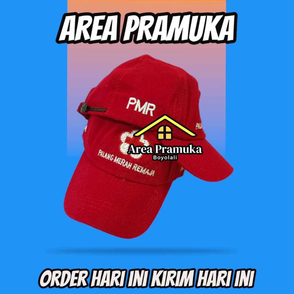 Topi PMR merah bordir / topi PMR bordir