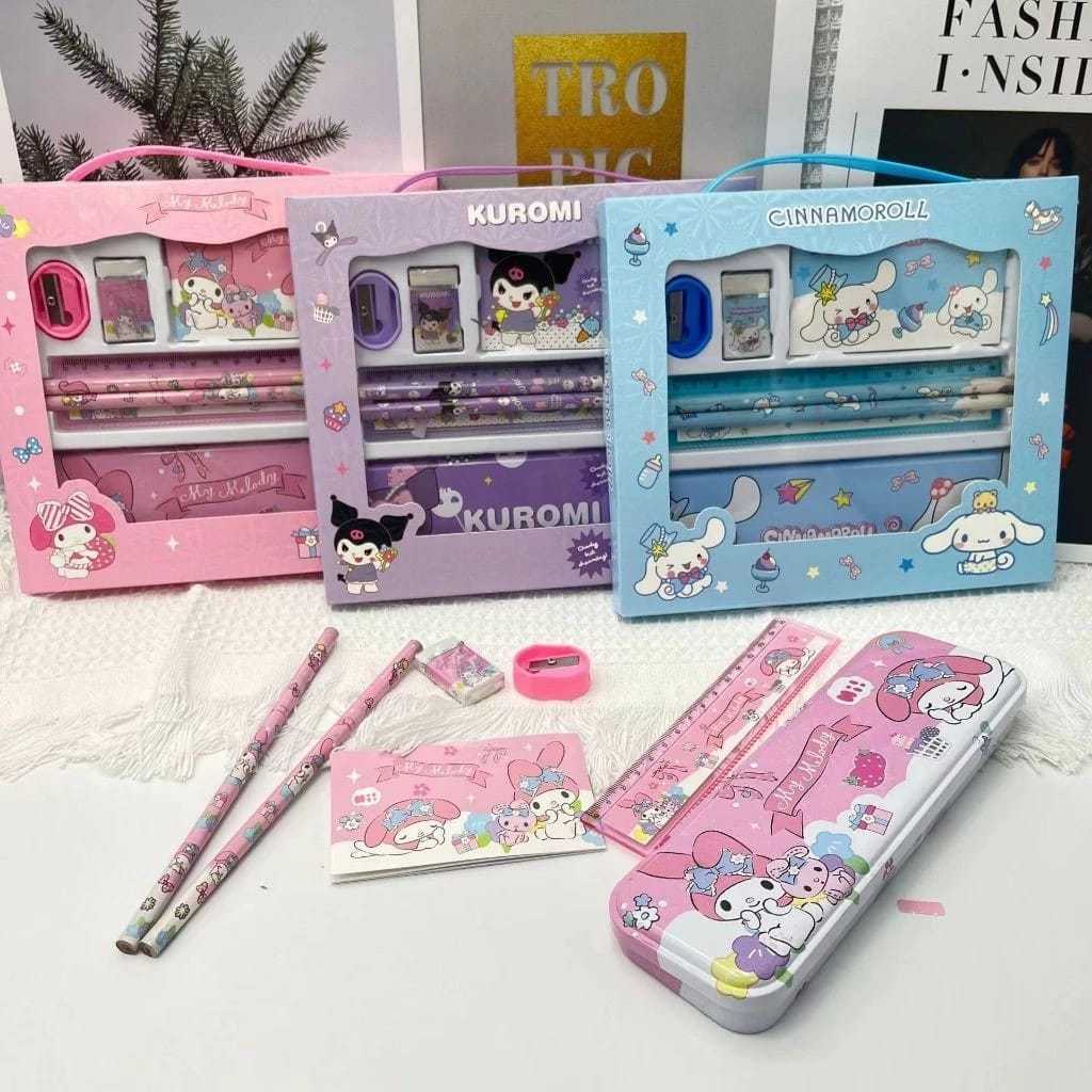 

V2_Set Alat Tulis Anak/ Kotak Pensil Anak Set 7 in 1 Stationery Untuk Hadiah Anak Sekolah Sanrio/ Alat Tulis Set Kotak Pensil Karakter Sanrio