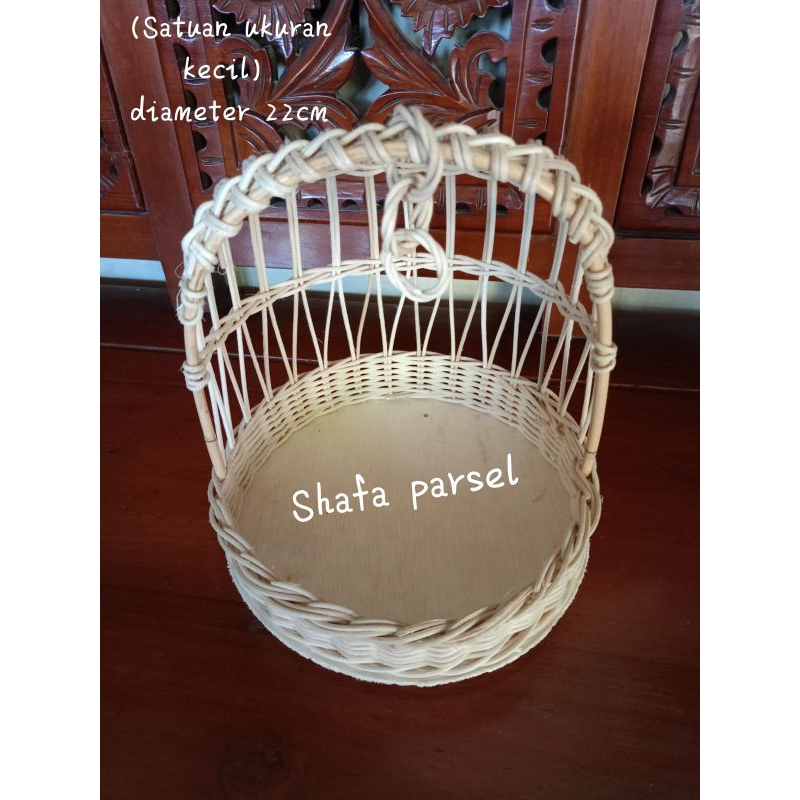 Keranjang rotan ayunan bulat (satuan) size kecil 22cm baki lamaran/keranjang hantaran/keranjang hant