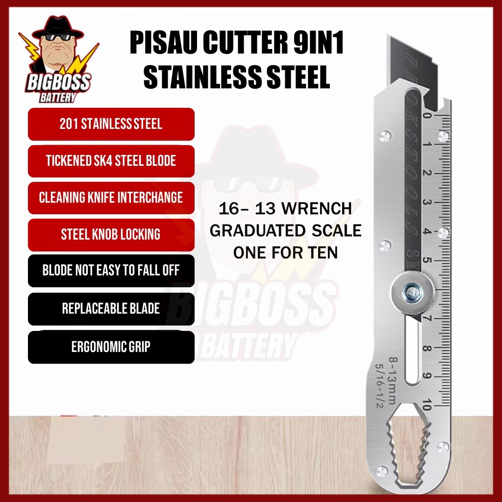 

Pisau Cutter Stainless Besar Baja Tajam Pemotong Multifungsi Anti Karat Stainless Steel Kuat Tebal Slinding Knife Cutting Tool Bottle Opener Original Jakarta Termurah