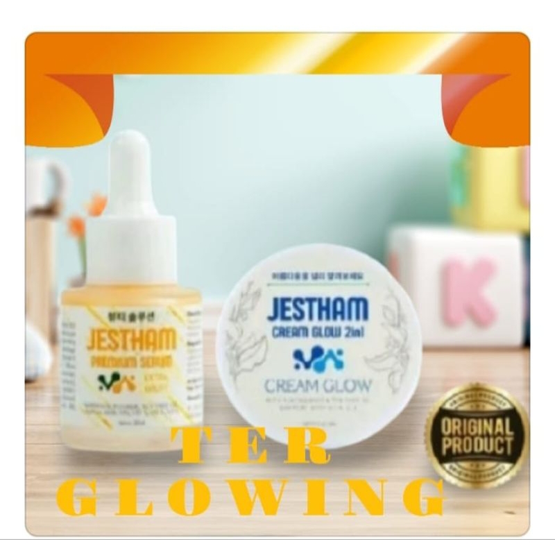 JESTHAM || KRIM BRIGHTENING || CREAM GLOW 2in1 + SERUM GOLD PREMIUM KOREA