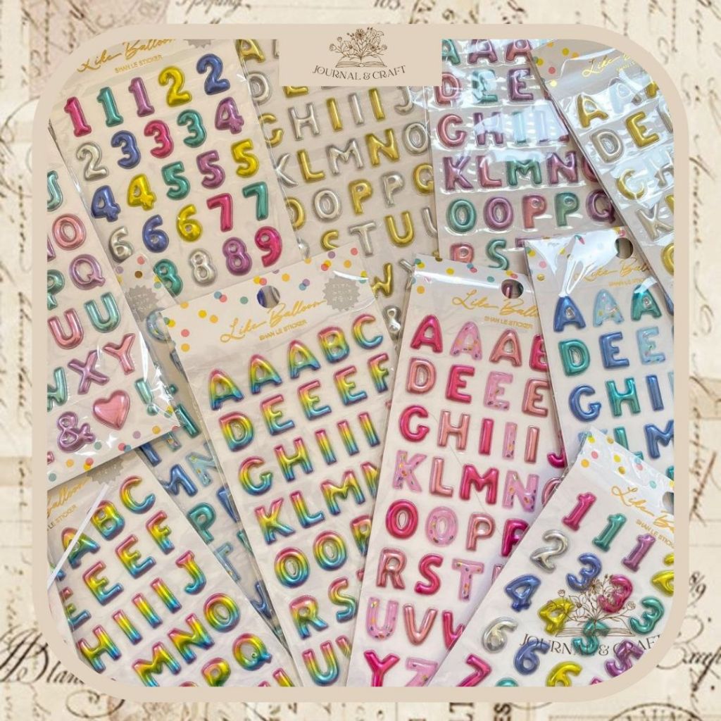 

JournalandCraft STICKER ALPABETH METALIC COLORFULL UKURAN MEDIUM / STICKER ABJAD 3D TIMBUL Stiker Dekorasi Scrapbook Murah Aesthetic Warna Pastel