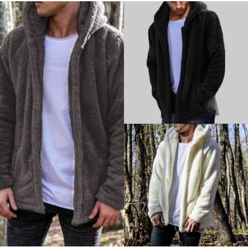 JAKET HOODIE BULU SHERPA DEWASA UNISEX PRIA/WANITA