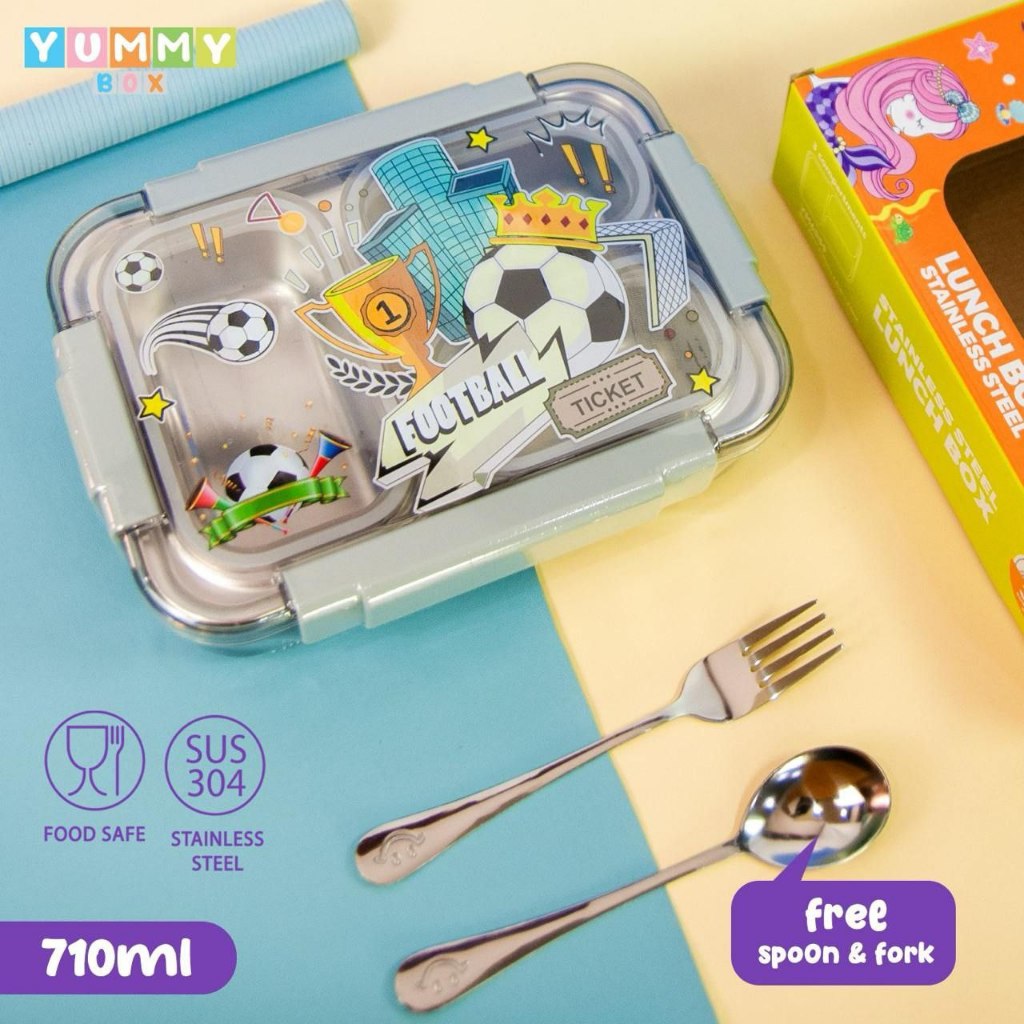 Lunch Box Kotak Makan Bento Yummy Cars Soccer Mermaid Unicorn WD6559