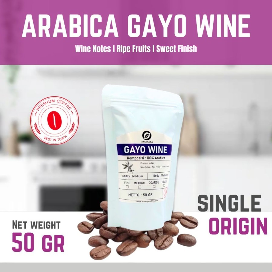 

AROMAYA Kopi Arabika Gayo Wine Arabica Coffee 50 gram