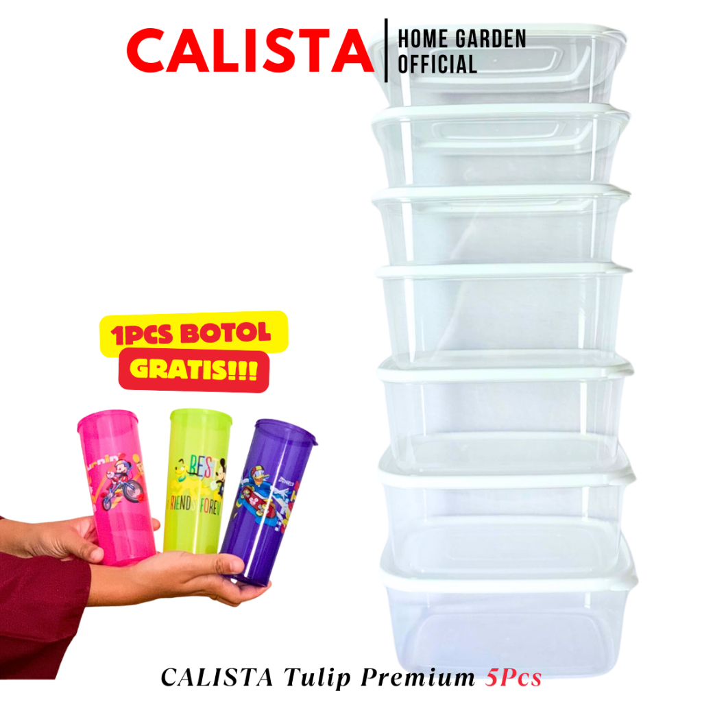 [ CALISTA ] TOPLES PLASTIK CALISTA TULIP ISI 5PCS TOPLES KEDAP UDARA WADAH MAKANAN